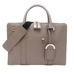 Bvlgari Briefcase Men's Business Bag 37925 Leather Greige